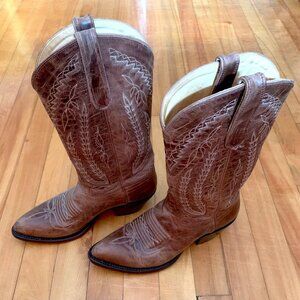Brown leather cowboy boots - like new